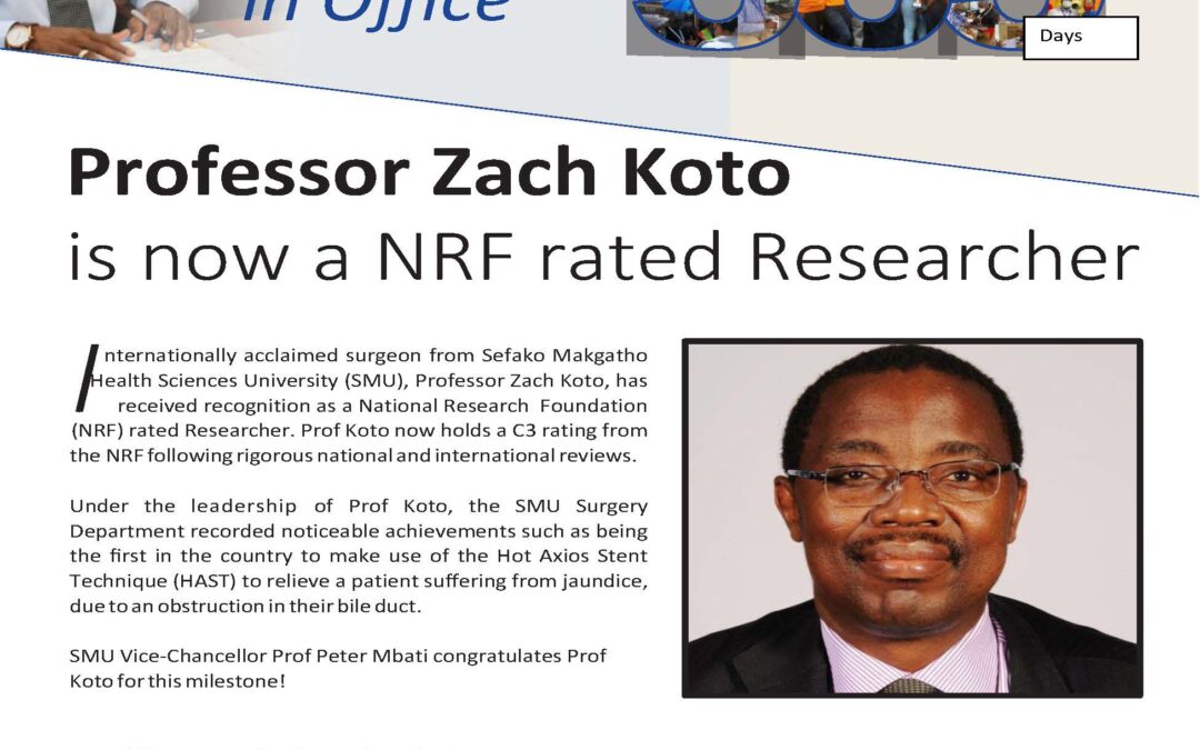 Professor Zach Koto is now a NRF rated Researcher