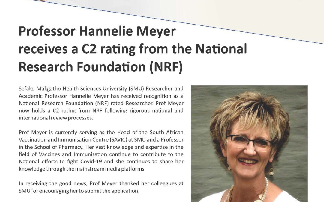 Professor Hannelie Meyer receives a C2 rating from the National Research Foundation (NRF)