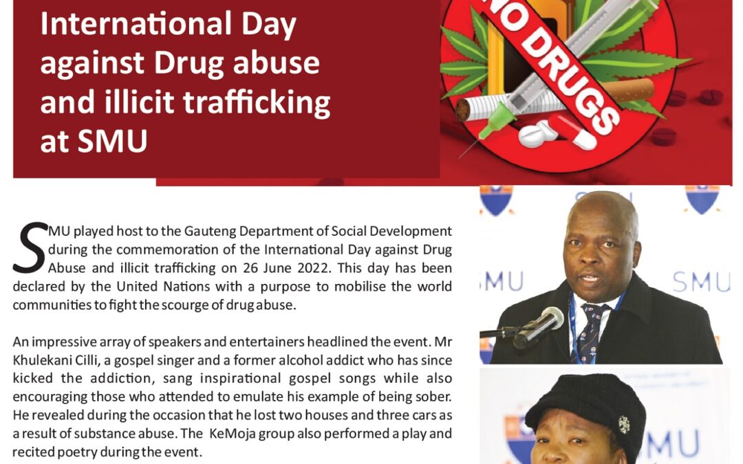 Gauteng government commemorates International Day against Drug abuse and illicit traﬃcking at SMU