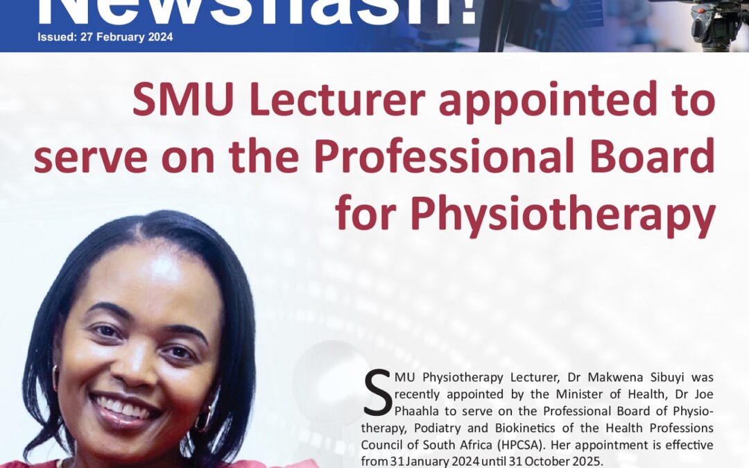 SMU Lecturer appointed to serve on the Professional Board for Physiotherapy