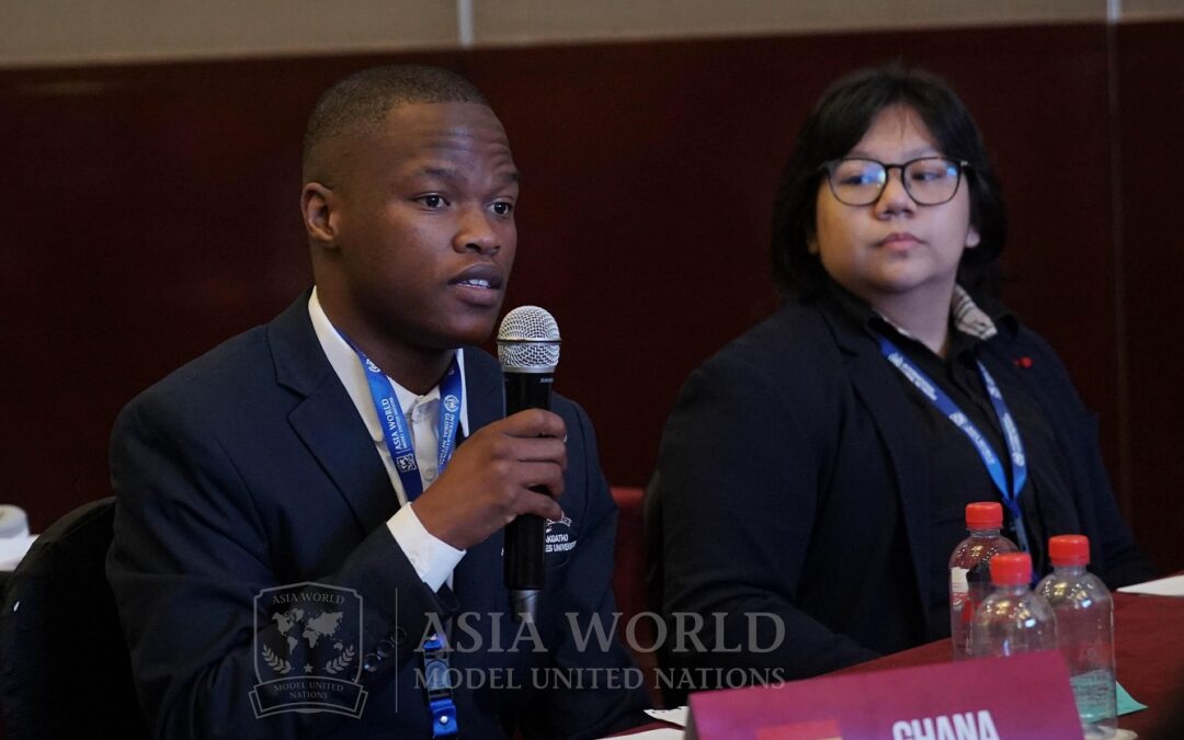 Marvelous Moagiemang represents SMU at Asia World Model United Nations X Conference